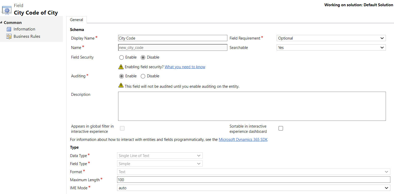 Dynamics CRM custom field